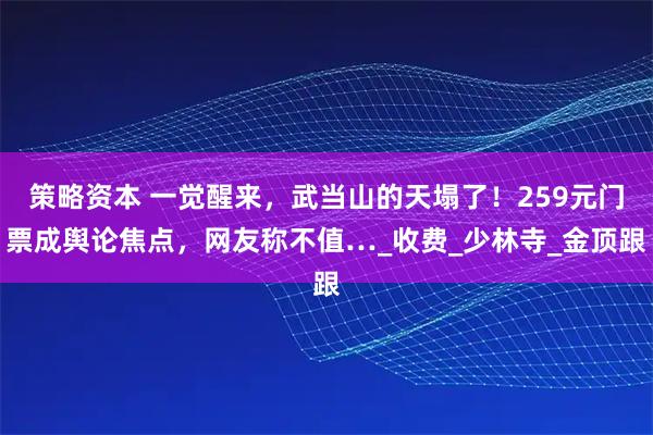策略资本 一觉醒来，武当山的天塌了！259元门票成舆论焦点，网友称不值…_收费_少林寺_金顶跟